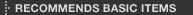 RECOMMENDS BASIC ITEMS